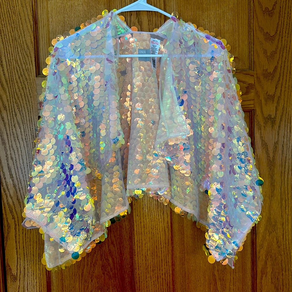Pink sequin sleeve top